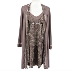 Maicom Brown Floral Print 2 Piece Pajama Set